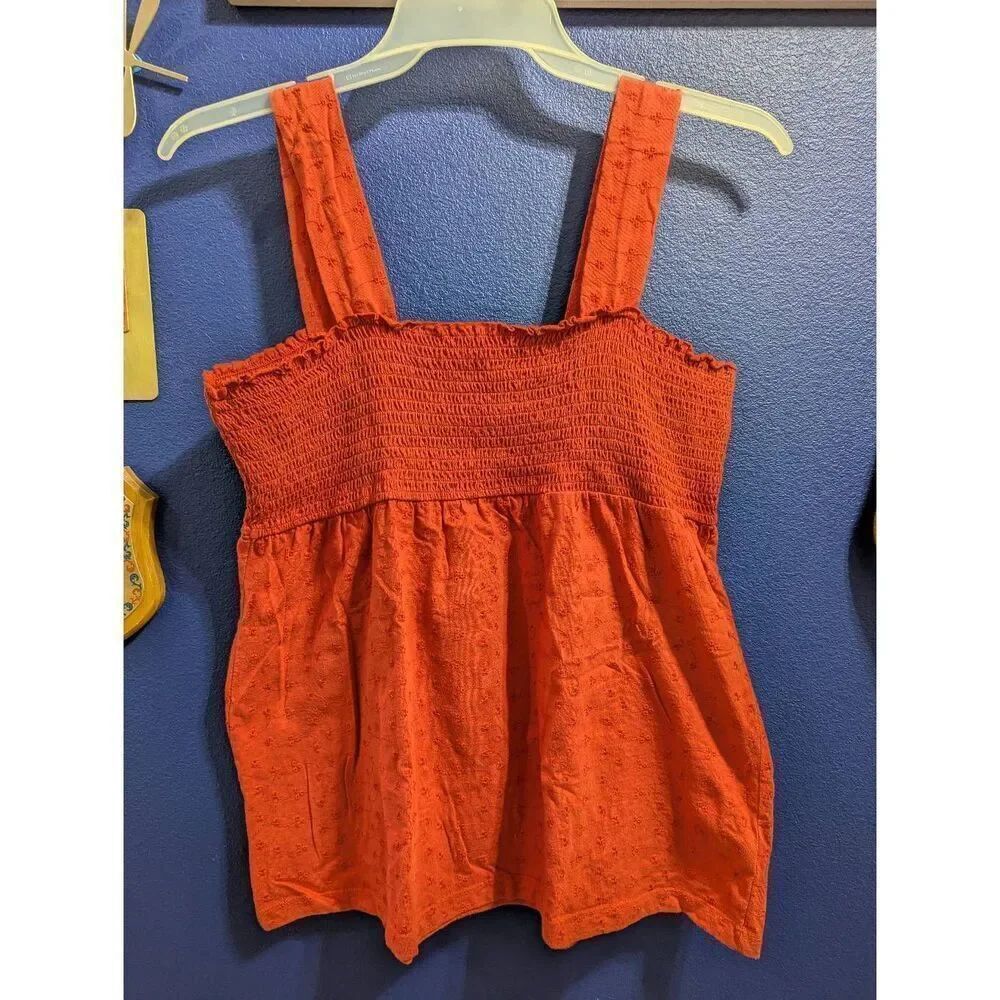 Smocked Eyelet Tank Top Boho Coquette Hippie 4th Of July Festival